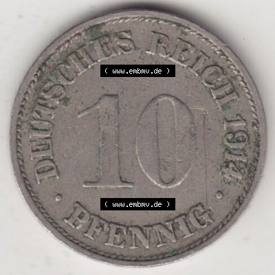 Münzen Deutschland 1871-1918 Kaiserreich 1890-1916, 10 Pfennig G, 1914 (1) Sammlung