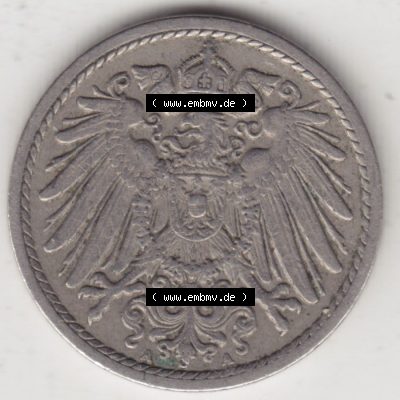 Münzen Deutschland 1871-1918 Kaiserreich 1890-1915, 5 Pfennig A, 1908 II (2) Sammlung