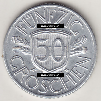 Münzen Österreich / Austria Eurovorläufer, Umlaufmünze vor Euroeinführung 1946-1955, 50 Groschen 1955 (2) Sammlung