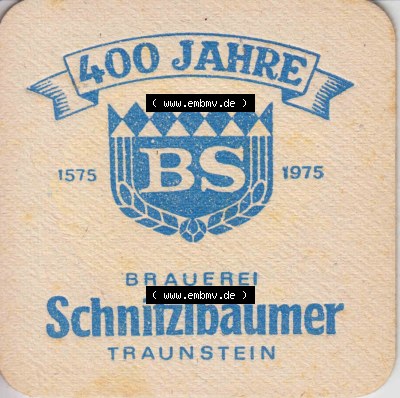 Bierdeckel 400 Jahre 1575 BS 1975 Brauerei Schnitzlbaumer Traunstein (1) Sammlung
