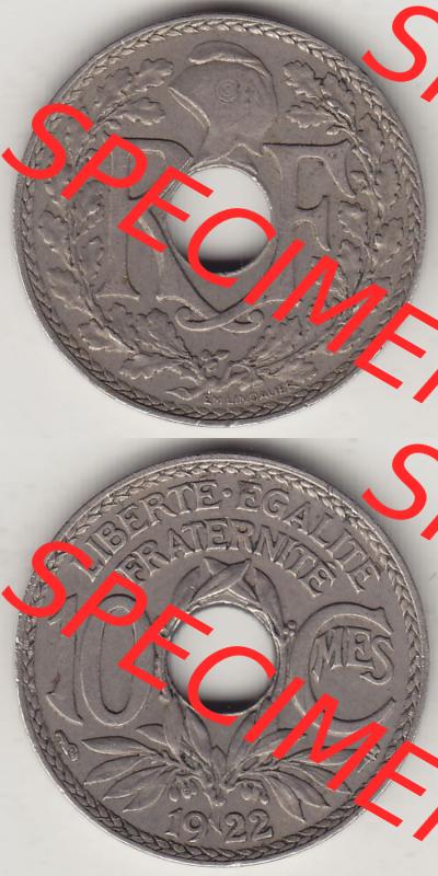 Münzen Frankreich Eurovorläufer, Umlaufmünze vor Euroeinführung 1917-1938, 10 Centimes, RF - Frankreich 10 CMES EGALITÉ FRATERNITÉ LIBERTÉ 1922-1.... Sammlung