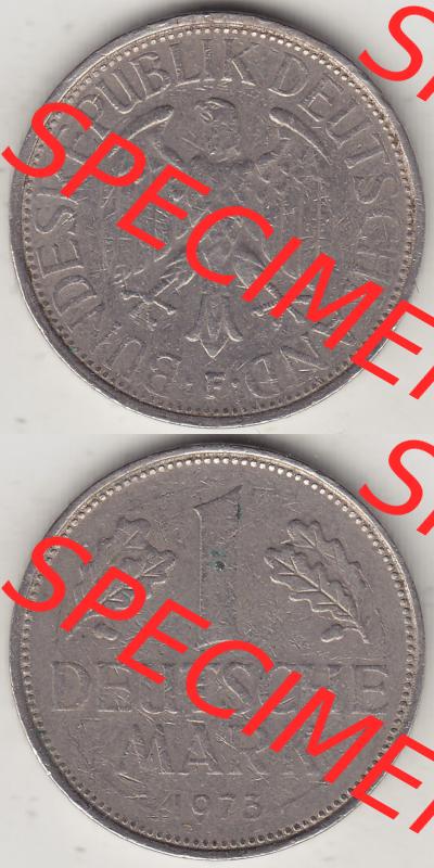 BRD Münzen 1 DM, Umlaufmünze 1950-2001, 1 DM Deutsche Mark, 1973 F-3 (4) Sammlung