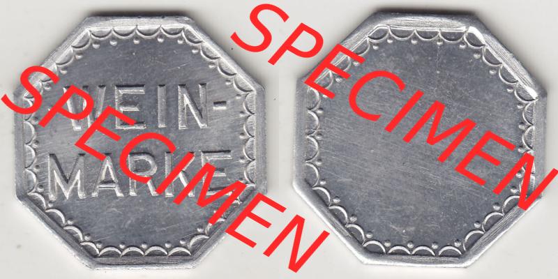 Alte Wertmarken Allgemein Weinmarke II.. Vorderseite und Rückseite auf einen digitalen Bild einer Wertmarke. Das digitale Bild der Wertmarke dürfen private Sammler für... Sammlung