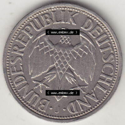 BRD Münzen 1 DM, Umlaufmünze 1950-2001, 1 DM Deutsche Mark, 1958 J-1. Vorderseite der Münze aus Deutschland Sammlung