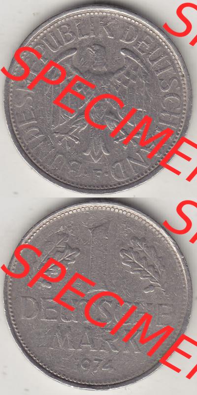 BRD Münzen 1 DM, Umlaufmünze 1950-2001, 1 DM Deutsche Mark, 1974 F-1 (4) Sammlung
