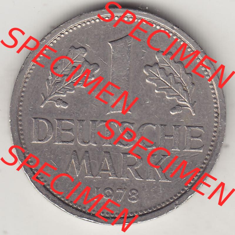 BRD Münzen 1 DM, Umlaufmünze 1950-2001, 1 DM Deutsche Mark, 1978 G-1. Rückseite der Münze aus Deutschland Sammlung