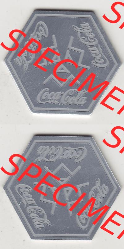 Alte Wertmarken Allgemein Limonaden-Marke Coca-Cola. Vorderseite und Rückseite vertikal untereinander zusammengefügt für Mobile-Geräte wie IPhone und Smartphone auf einen digitalen... Sammlung