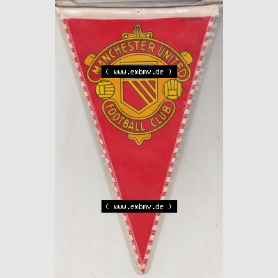 Internationaler Fußball Wimpel der Manchester United, (offiziell Manchester United Football Club) aus GBR England. Vorderseite vom Fußball-Wimpel vom Fußballclub... Sammlung