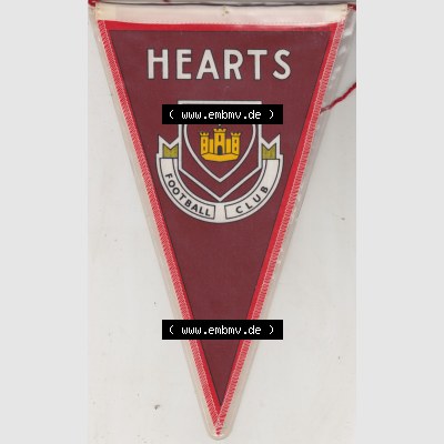 Internationaler Fußball Wimpel der GBR Schottland Heart of Midlothian Football Club, allgemein bekannt als Hearts. Vorderseite vom Fußball-Wimpel vom Fußballclub bzw.... Sammlung
