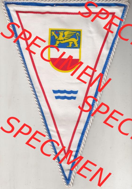 DDR VEB Wimpel VEB Seehafen SHR Rostock, Das Kürzel SHR steht für "See-Hafen-Rostock". Rückseite von einen Wimpel aus der DDR, VEB Volkseigene Betriebe zu DDR-Zeiten. Sammlung