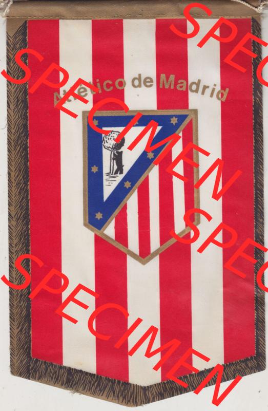 Internationaler Fußball Wimpel der Fußballmannschaft Spanien Atlético Madrid. Vorderseite vom Internationalen Wimpel, Sportwimpel eines Internationalen Sportclubs.... Sammlung