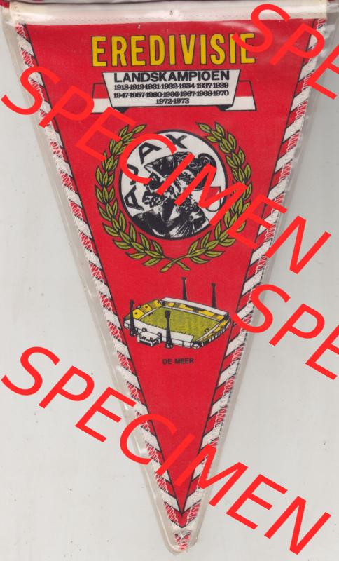 Internationaler Fußball Wimpel der Niederlande 1973, Fußball Ajax Amsterdam, ist ein Fußballverein. Vorderseite vom Fußball-Wimpel vom Fußballclub bzw.... Sammlung