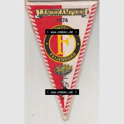 Internationaler Fußball Wimpel von NLD Niederlande von 1974, Landskampioen Feijenoord, Feyenoord. Vorderseite vom Internationalen Wimpel, Sportwimpel eines Internationalen... Sammlung