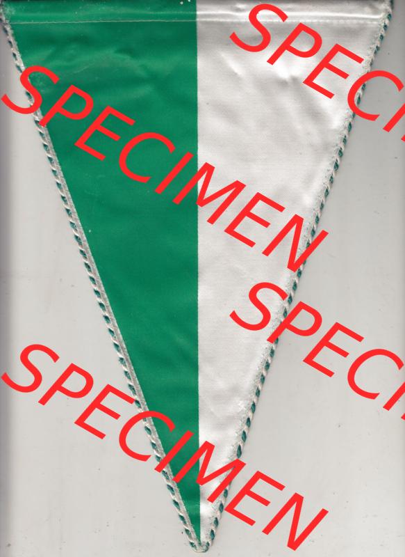DDR Sportclub Wimpel TSG Bau Rostock 1969-1990. Rückseite von einen Wimpel aus der DDR, Sportwimpel der Sportart Fußball zu DDR-Zeiten von einen Fußballverein der DDR. Sammlung