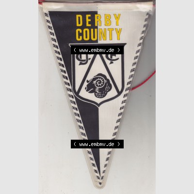 Internationaler Fußball Wimpel Derby County, GBR England Fußballverein. Vorderseite vom Fußball-Wimpel vom Fußballclub bzw. Fußballverein in Europa,... Sammlung