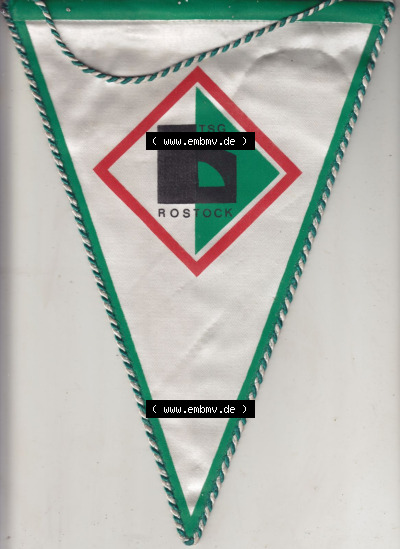 DDR Sportclub Wimpel TSG Bau Rostock 1969-1990. Vorderseite vom Wimpel aus der DDR, Sportwimpel der Sportart Fußball zu DDR-Zeiten... Sammlung