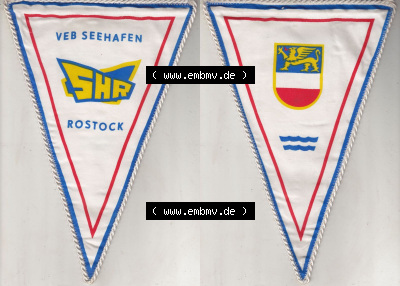 DDR VEB Wimpel VEB Seehafen SHR Rostock, Das Kürzel SHR steht für "See-Hafen-Rostock". Komplettansicht von einen Wimpel aus... Sammlung