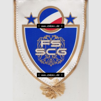 Internationaler Fußball Wimpel von Serbien FS SCG Fudbalski savez Srbije i Crne Gore gilded Pozlacena. Vorderseite vom Fußball-Wimpel vom Fußballclub bzw. Fußballverein... Sammlung