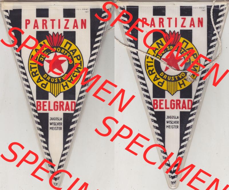 Internationaler Fußball Wimpel von Jugoslawien (Heute Serbien), FK Partizan Belgrad, Jugoslovensko Sportsko Društvo Partizan, zu deutsch Jugoslawischer Sportverein... Sammlung