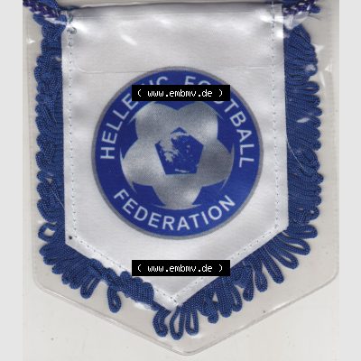 Internationaler Fußball Wimpel von Griechenland Hellenic Football Federation Fußballbund. Vorderseite vom Fußball-Wimpel vom Fußballclub bzw. Fußballverein in... Sammlung