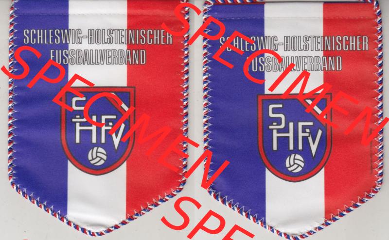 BRD Deutschland Sportclub Wimpel Schleswig-Holsteinischer Fußballverband (SHFV) wurde laut Satzung am 17. Juli 1948 gegründet. Vorderseite und Rückseite zusammen... Sammlung