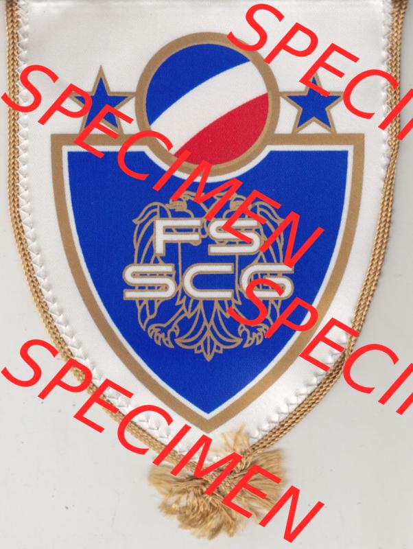 Internationaler Fußball Wimpel von Serbien FS SCG Fudbalski savez Srbije i Crne Gore gilded Pozlacena. Vorderseite vom Fußball-Wimpel vom Fußballclub bzw. Fußballverein... Sammlung