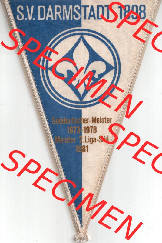 BRD Fußball-Sportclub Wimpel 1981 S.V. Darmstadt 1898, Süddeutscher Meister 1973-1978, Meister 2. Liga Süd 1981. Sammlung