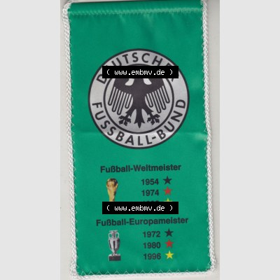 BRD Sportclub Wimpel 1996, Deutscher-Fußball-Bund, Fußball-Weltmeister 1954, 1974, 1990 und Fußball-Europameister 1972, 1980 und 1996. Vorderseite... Sammlung