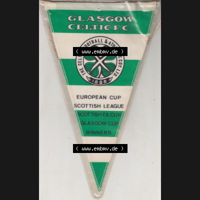 Internationaler Fußball Wimpel der The Celtic Football Club, kurz Celtic FC, im deutschsprachigen Raum vor allem als Celtic Glasgow bekannt. Vorderseite vom Fußball-Wimpel... Sammlung