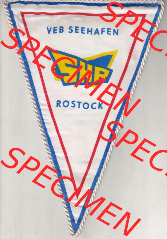 DDR VEB Wimpel VEB Seehafen SHR Rostock, Das Kürzel SHR steht für "See-Hafen-Rostock". Vorderseite vom Wimpel aus der DDR, VEB Volkseigene Betriebe zu DDR-Zeiten. Sammlung