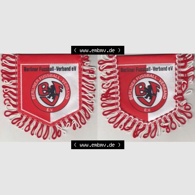 BRD Sportclub Wimpel Berliner Fußball-Verband e.V. (BFV) Kleiner Wimpel. Vorderseite und Rückseite zusammen auf einen Bild als Bildmaterial vom Fußball-Wimpel... Sammlung