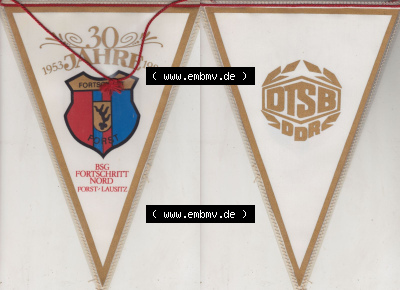 DDR Sportclub Wimpel 1983, 30 Jahre BSG Fortschritt Nord - Forst-Lausitz 1953-1983. BSG Fortschritt Nord in DTSB der DDR Komplettansicht... Sammlung