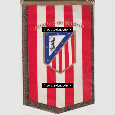 Internationaler Fußball Wimpel der Fußballmannschaft Spanien Atlético Madrid. Vorderseite vom Internationalen Wimpel, Sportwimpel eines Internationalen Sportclubs.... Sammlung