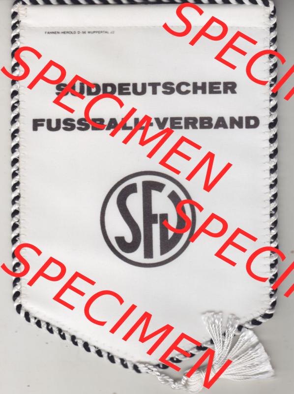 BRD Sportclub Wimpel Süddeutsche Fußball-Verband (SFV) ist der älteste von fünf Regionalverbänden des Deutschen Fußball-Bundes. Vorderseite vom Fußball-Wimpel... Sammlung