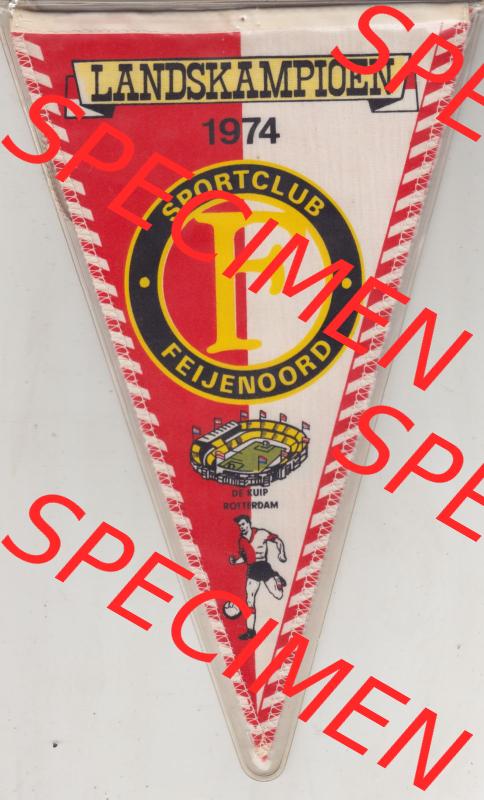 Internationaler Fußball Wimpel von NLD Niederlande von 1974, Landskampioen Feijenoord, Feyenoord. Vorderseite vom Internationalen Wimpel, Sportwimpel eines Internationalen... Sammlung