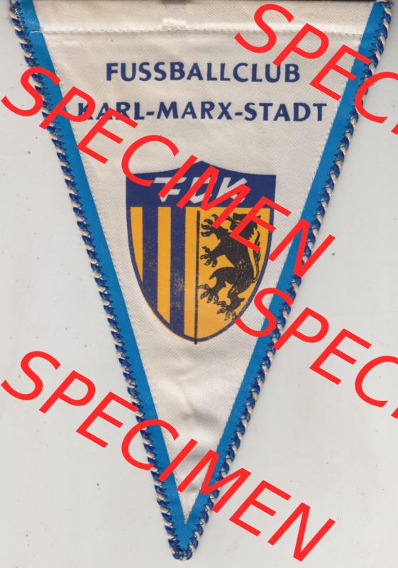 DDR Sportclub Wimpel Fußballclub Karl-Marx-Stadt FCK der DDR. Vorderseite vom Fußball-Wimpel vom Fußballclub bzw. Fußballverein in Deutschland der DDR, als Katalog-Eintragung... Sammlung