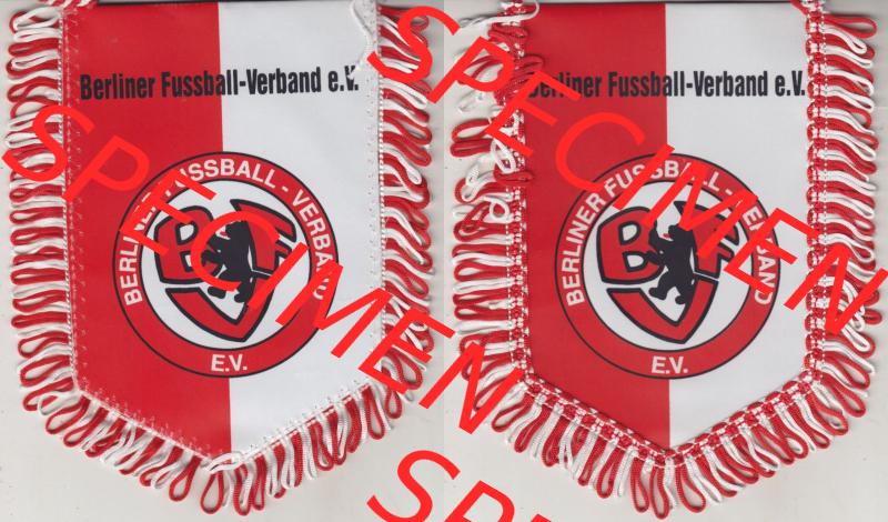 BRD Sportclub Wimpel Berliner Fußball-Verband e.V. (BFV). Vorderseite und Rückseite zusammen auf einen Bild als Bildmaterial vom Fußball-Wimpel vom Fußballclub... Sammlung