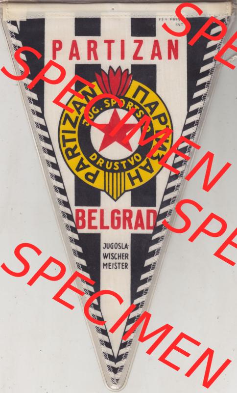 Internationaler Fußball Wimpel von Jugoslawien (Heute Serbien), FK Partizan Belgrad, Jugoslovensko Sportsko Društvo Partizan, zu deutsch Jugoslawischer Sportverein... Sammlung