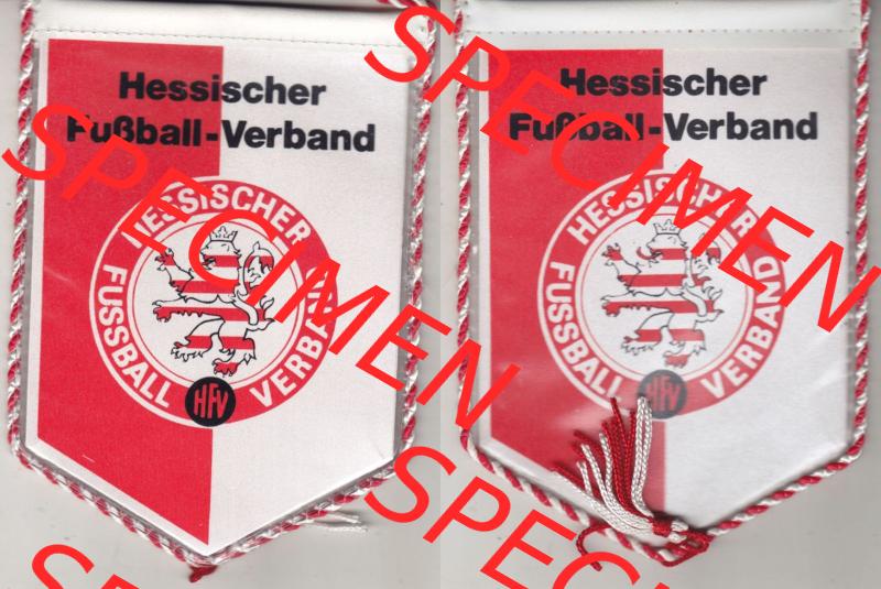 BRD Sportclub Wimpel Hessische Fußball-Verband (HFV) wurde 1946 gegründet und ist die Dachorganisation. Vorderseite und Rückseite zusammen auf einen Bild als Bildmaterial... Sammlung