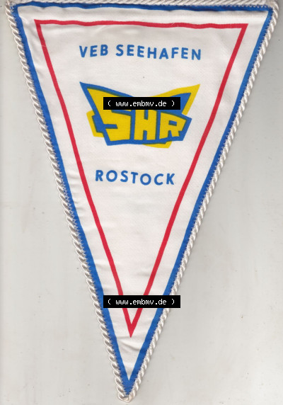 DDR VEB Wimpel VEB Seehafen SHR Rostock, Das Kürzel SHR steht für "See-Hafen-Rostock". Vorderseite vom Wimpel aus der DDR, VEB... Sammlung
