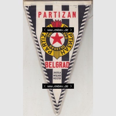 Internationaler Fußball Wimpel von Jugoslawien (Heute Serbien), FK Partizan Belgrad, Jugoslovensko Sportsko Društvo Partizan, zu deutsch Jugoslawischer Sportverein... Sammlung