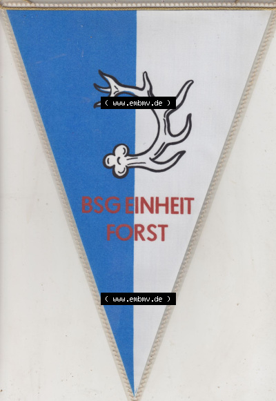 DDR Sportclub Wimpel 1982, 30 Jahre BSG Einheit Forst 1952-1982. Rückseite von einen Wimpel aus der DDR, Sportwimpel BSG Einheit... Sammlung