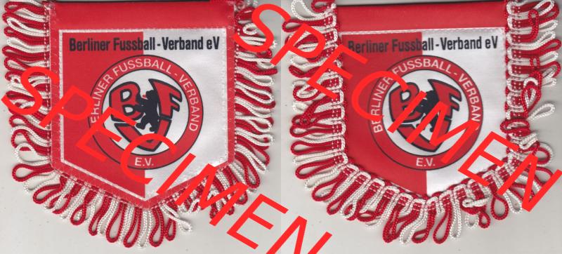 BRD Sportclub Wimpel Berliner Fußball-Verband e.V. (BFV) Kleiner Wimpel. Vorderseite und Rückseite zusammen auf einen Bild als Bildmaterial vom Fußball-Wimpel... Sammlung