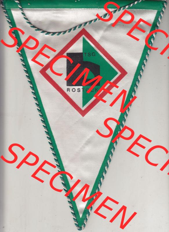 DDR Sportclub Wimpel TSG Bau Rostock 1969-1990. Vorderseite vom Wimpel aus der DDR, Sportwimpel der Sportart Fußball zu DDR-Zeiten von einen Fußballverein der DDR. Sammlung